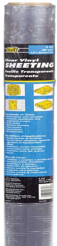 M-D 04762 Weatherstrip Sheeting, 4 mil Thick, 25 ft L, 36 in W, Clear