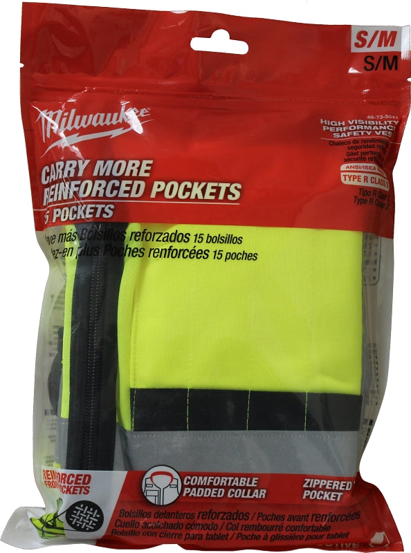 Milwaukee 48-73-5041 High-Visibility Safety Vest, S, M, Regular, Unisex, Polyester