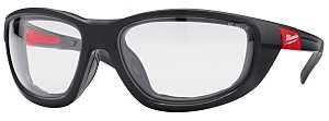Milwaukee 48-73-2040 Polarized Performance Safety Glasses, Clear Lens, Black/Red Frame