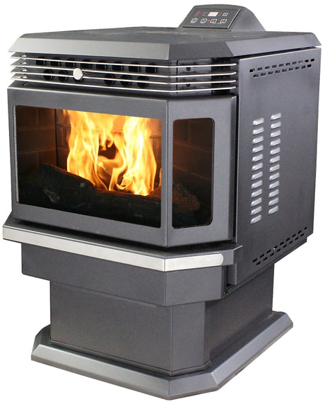 US Stove AP5660 Bay Front Pellet Stove, 24-1/4 in W, 26-1/4 in D, 30-1/2 in H, 2200 sq-ft Heating, Steel, Black