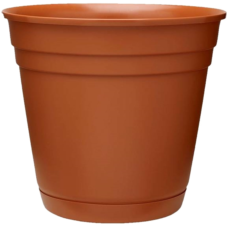 Southern Patio RN0612TC Planter with Saucer, 6 in Dia, Round, Poly Resin, Terra Cotta, Matte, Pack of 12