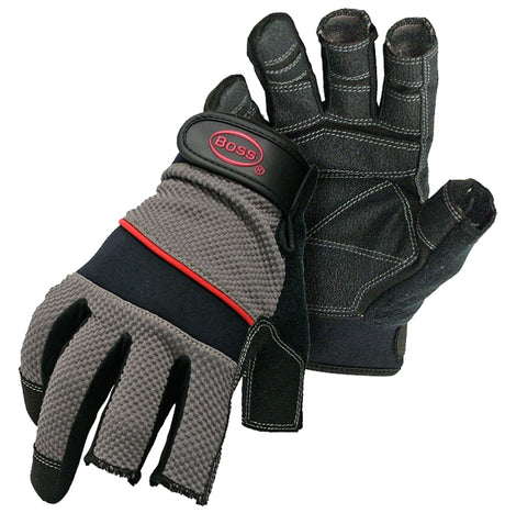 Boss 5201M Carpenter Gloves, M, Shortened Thumb, Wrist Strap Cuff, PVC