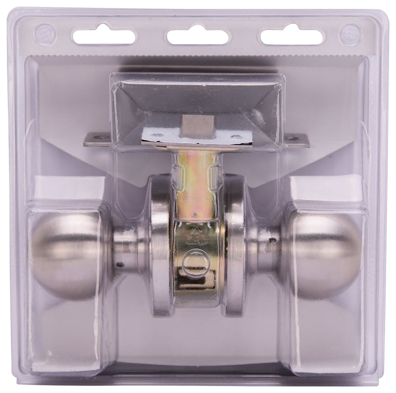 ProSource C363BV-PS Passage Knob, Metal, Stainless Steel, 2-3/4 in Backset, 1-1/4 to 1-13/16 in Thick Door