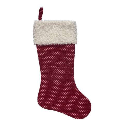 Dyno Red/White Dot with Sherpa Cuff Christmas Stocking 20 in., Pack of 12