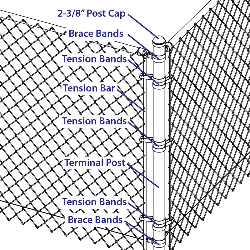 Yardlink 3 in. H Steel Chain Link Fence Corner Post Kit