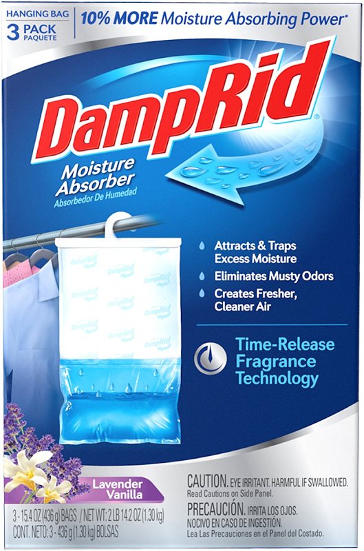 DampRid FG83LV Moisture Absorber, 14 oz, Pellet, Lavender Vanilla