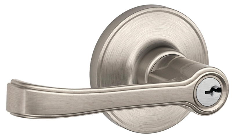 Schlage J Series J54 TOR 619 Entry Lever, Mechanical Lock, 7/8 in Housing Dia, Satin Nickel, Metal, Residential, 3 Grade