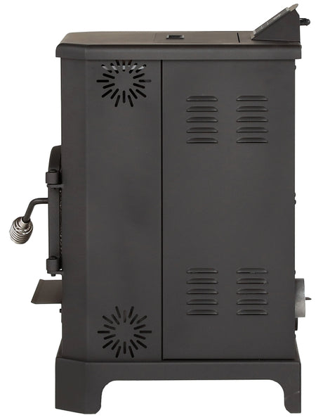 US Stove 5501S King Mini Pellet Stove, 19 in W, 23-3/4 in D, 30-1/4 in H, 2200 sq-ft Heating, Steel, Black