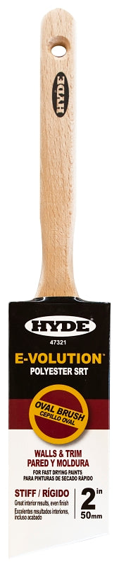 Hyde 47321 Paint Brush, Oval, Stiff Brush, 2 in L Bristle, Polyester Bristle, 6/PK