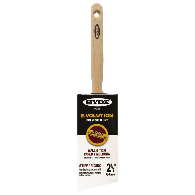 Hyde 47326 Paint Brush, Standard, Stiff Brush, 2-1/2 in L Bristle, Polyester Bristle, 6/PK