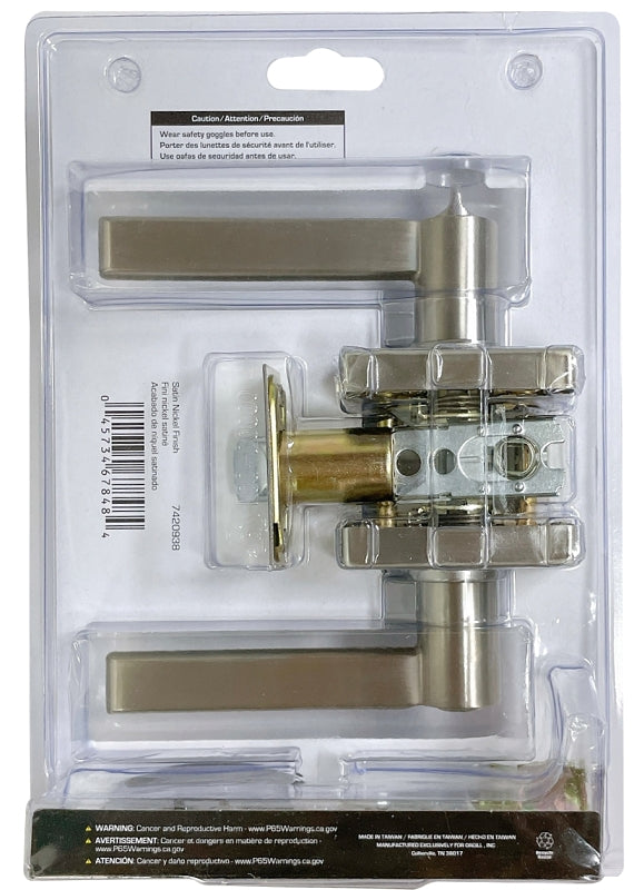 ProSource LS3X201YASR4V24 Privacy Lever, Satin Nickel, Lever Handle, Metal, Residential, 3 Grade