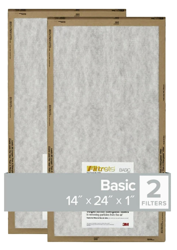 Filtrete FPL23-2PK-24 Air Filter, 24 in L, 14 in W, 2 MERV, For: Air Conditioner, Furnace and HVAC System, Pack of 24