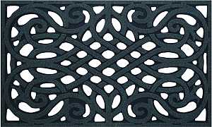 Simple Spaces 06ABSHE-15-3L Door Mat, 30 in L, 18 in W, Flock Dye Cut Pattern, Polyester Surface, Gray