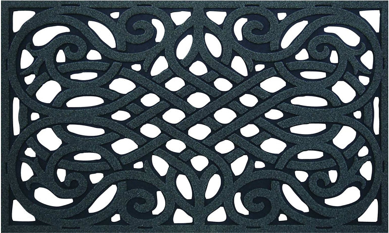 Simple Spaces 06ABSHE-15-3L Door Mat, 30 in L, 18 in W, Flock Dye Cut Pattern, Polyester Surface, Gray