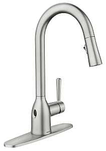 Moen Adler Series 87233 Pull-Down Kitchen Faucet, 1.5 gpm, 1-Handle, 1-Faucet Hole, Metal, Chrome Plated