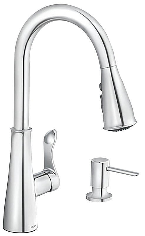 Moen Hadley Series 87245 Pull-Down Kitchen Faucet, 1.5 gpm, 1-Handle, 4-Faucet Hole, Metal, Chrome Plated