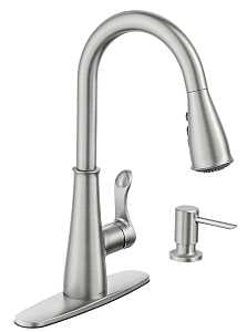 Moen Hadley Series 87245SRS Pull-Down Kitchen Faucet, 1.5 gpm, 1-Handle, 1-Faucet Hole, Metal, Stainless