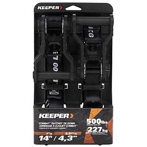 Keeper 85454 Tie-Down, Combat Ratchet Adjustment, 1 in W, 14 ft L, Black, 500 lb Working Load, S-Hook End