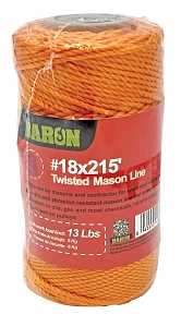Baron 10812 Twisted Mason Line, #18 Dia, 215 ft L, 13 lb Working Load, Nylon, Orange