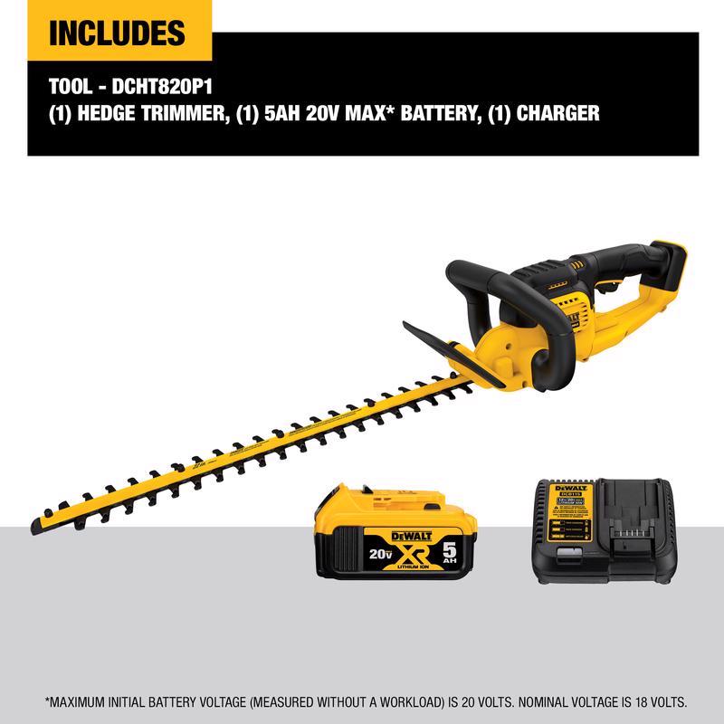 DeWalt 20V MAX DCHT820P1 22 in. 20 V Battery Hedge Trimmer Kit (Battery & Charger)
