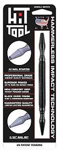 Hit Tool NSTRT2 Hammerless Nail Starter and Set, 2/32 in Tip, 7 in L, Steel, Black-Oxide