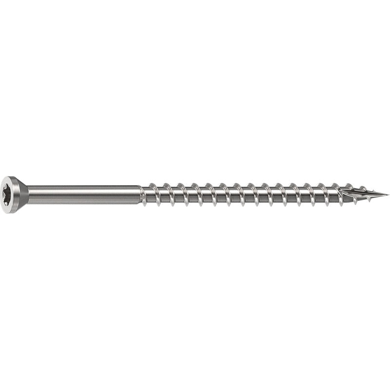 Camo 0350170 Deck Screw, 0.163 in Thread, 3 in L, Trim Head, Star Drive, Sharp, Type-17 Point, 305 Stainless Steel, 100