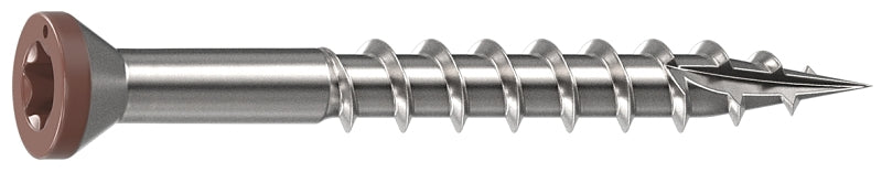 Camo 0353000BS Deck Screw, 0.163 in Thread, Trim Head, Star Drive, Sharp, Type-17 Point, 316 Stainless Steel, Brown