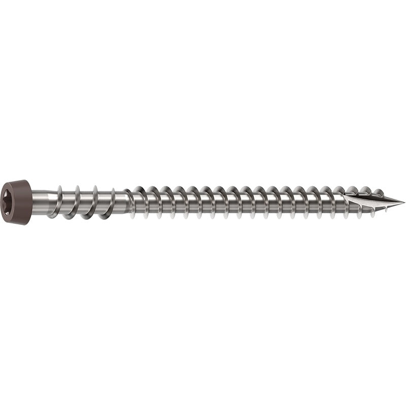 Camo 0367158DS Deck Screw, #10 Thread, 2-1/2 in L, Reverse Upper Thread, Trim Head, Star Drive, Sharp, Dark Brown