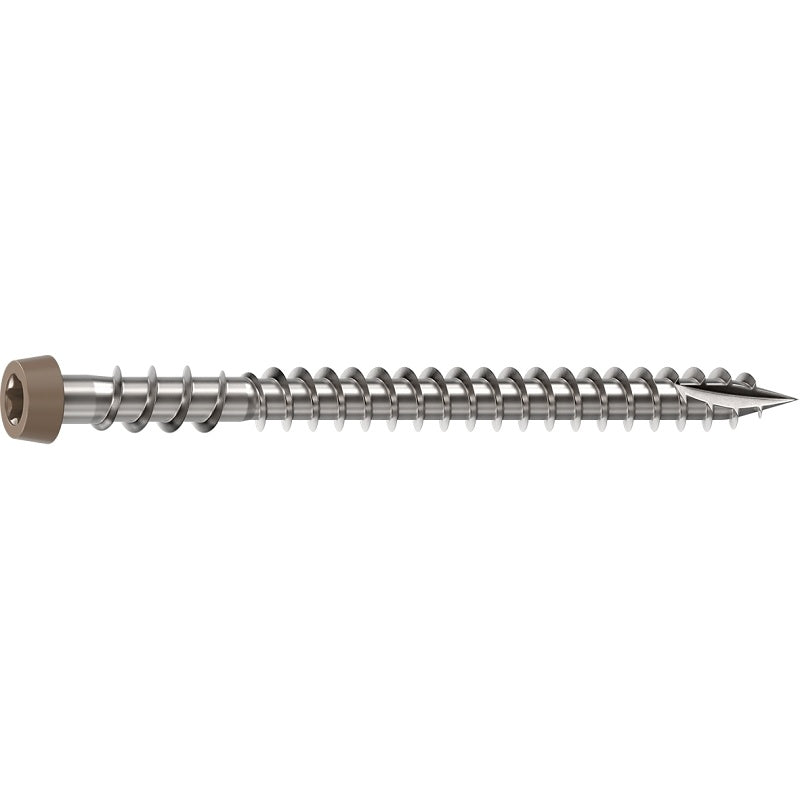 Camo 0367158WS Deck Screw, #10 Thread, 2-1/2 in L, Reverse Upper Thread, Trim Head, Star Drive, Sharp, Marine Grade