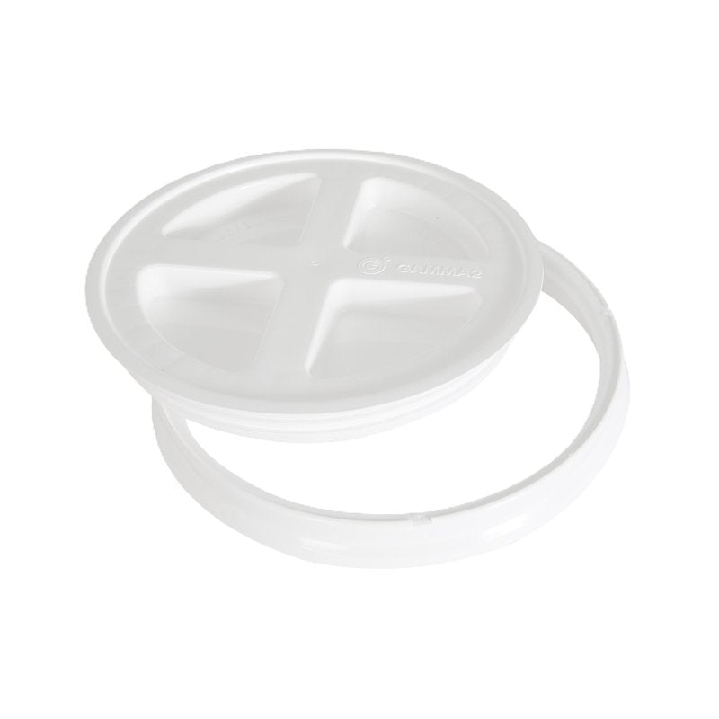 Gamma 4122E Lid, Heavy-Duty, Leak-Proof, HDPE, White, For: 3.5 to 7 gal Standard Plastic Buckets