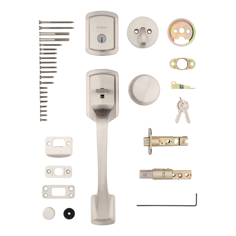 Kwikset Signature 818PGHXPSK 15 RDT SMT Handleset with Pismo Knob, Grade 3 Grade, Metal, Satin Nickel, KW1 Keyway
