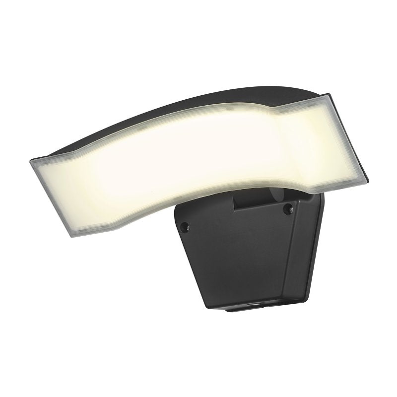 globe 17000190 Dusk-to-Dawn Curved Head Security Flood Light, LED Lamp, 1200 Lumens, 4000 K Color Temp, Black Fixture