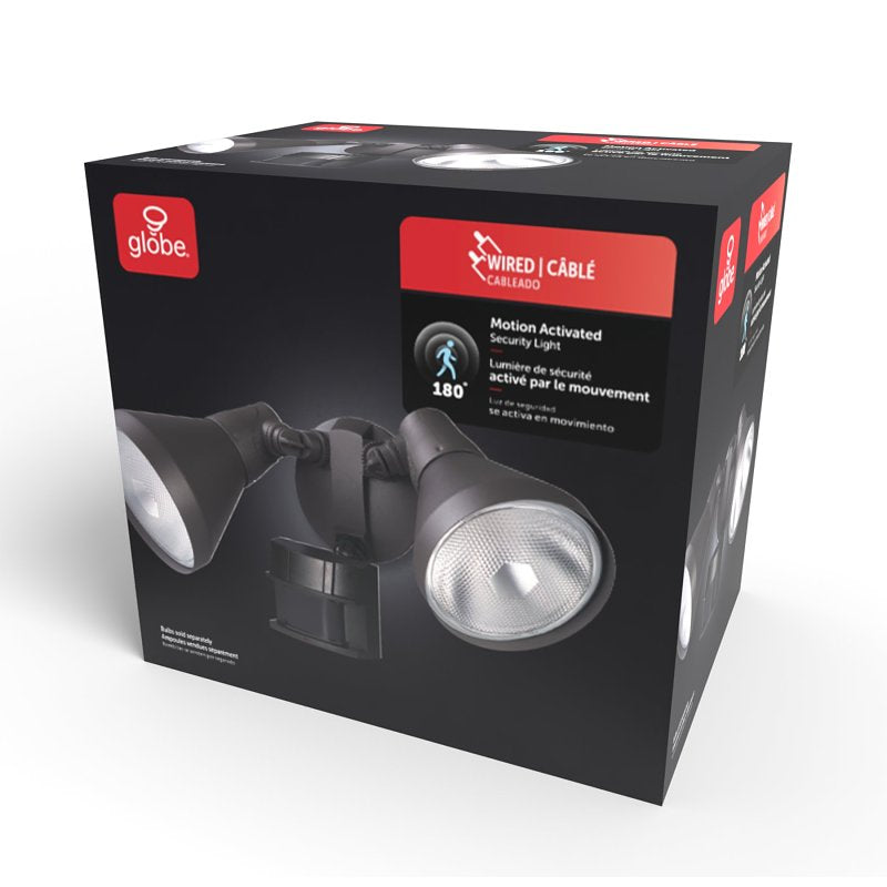 globe 17000272 Security Flood Light, 120 V, 120 W, 2 -Lamp, LED Lamp, 4000 K Color Temp, Plastic Fixture, Bronze Fixture
