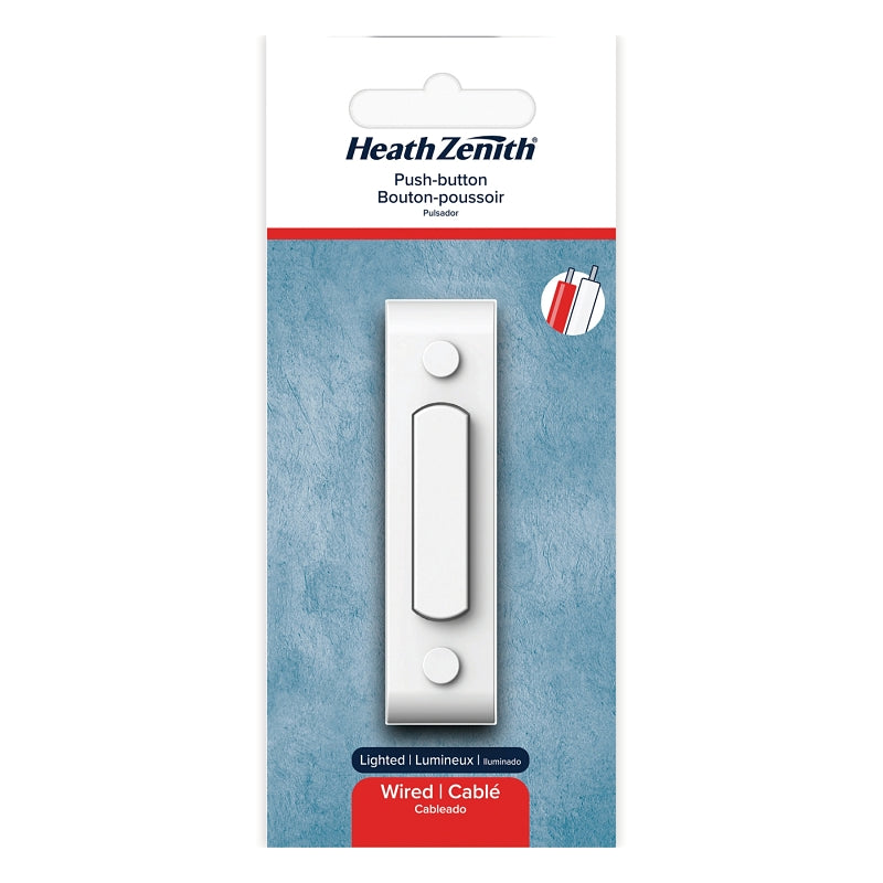 Heath Zenith 18000144 Doorbell Pushbutton, Wired, Metal, White