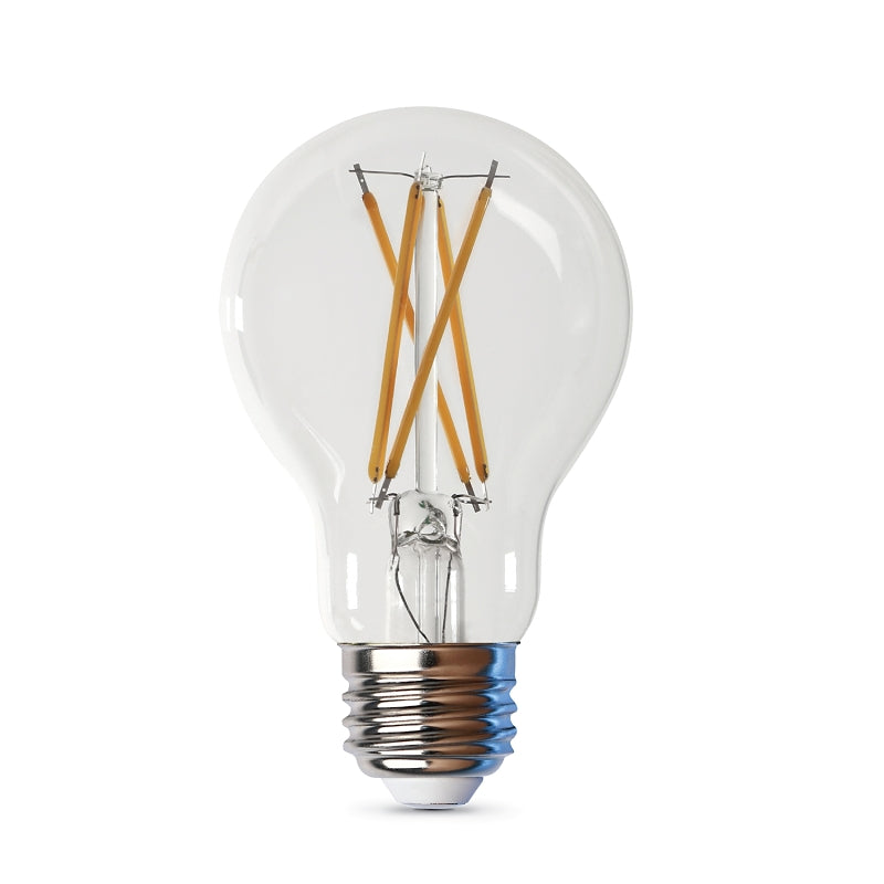Feit Electric A1960CL950CA/FIL/4 Filament LED Bulb, A19 Lamp, 60 W Equivalent, E26 Medium Lamp Base, Dimmable, Clear