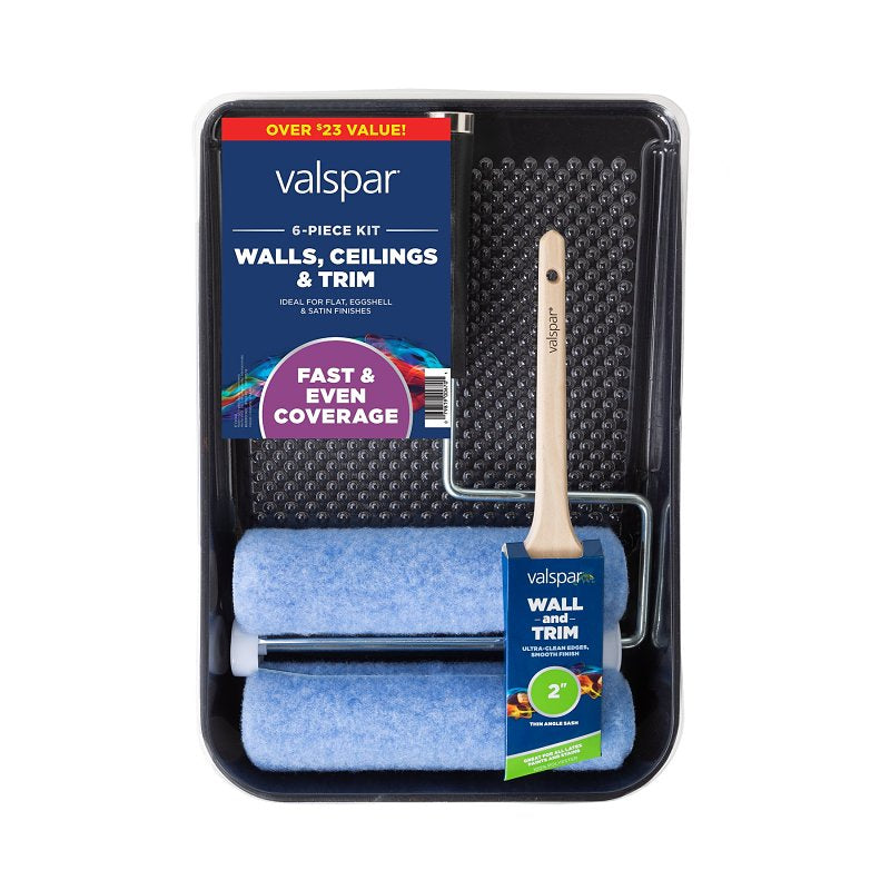 Valspar Wall, Ceilings and Trim Series 889905960 Paint Roller Kit, Smooth Surface, Polyester, 6-Piece