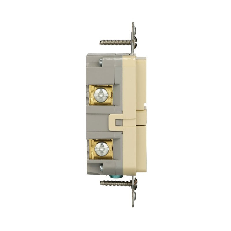 Eaton GF15V Self-Test GFCI Receptacle, 125 V, 15 A, NEMA: NEMA 5-15R, Back, Side Wiring, Ivory