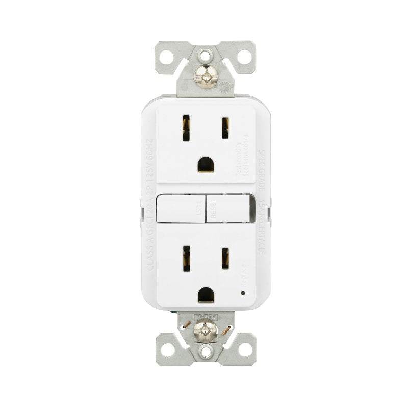 Eaton GF15W-WP GFCI Receptacle, 125 V, 15 A, NEMA: NEMA 5-15R, Back, Side Wiring, White
