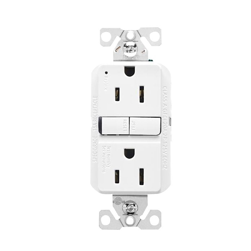 Eaton GF15W-3-L Self-Test GFCI Receptacle, 125 V, 15 A, NEMA: NEMA 5-15R, Back, Side Wiring, White