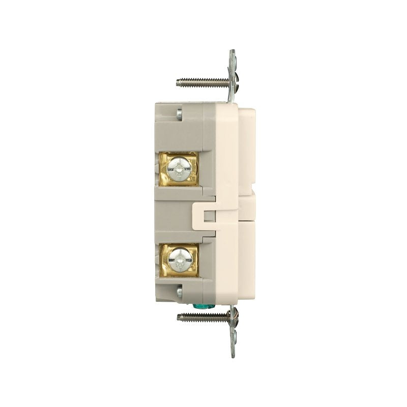 Eaton GF20LA Self-Test GFCI Receptacle, 125 V, 20 A, NEMA: NEMA 5-20R, Back, Side Wiring, Light Almond