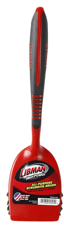 Libman 524 Short Handle Utility Brush, 1-1/2 in L Trim, Pet, 3-1/2 in W Brush, 14-1/4 in OAL, Red