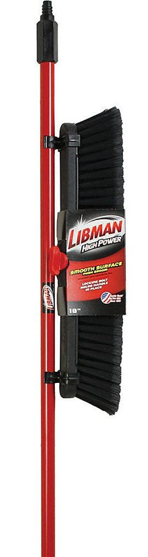 Libman 800 Smooth Surface Push Broom, 19-1/2 in Sweep Face, 3 in L Trim, Pet Bristle, 64 in L, Bolt, Steel Handle