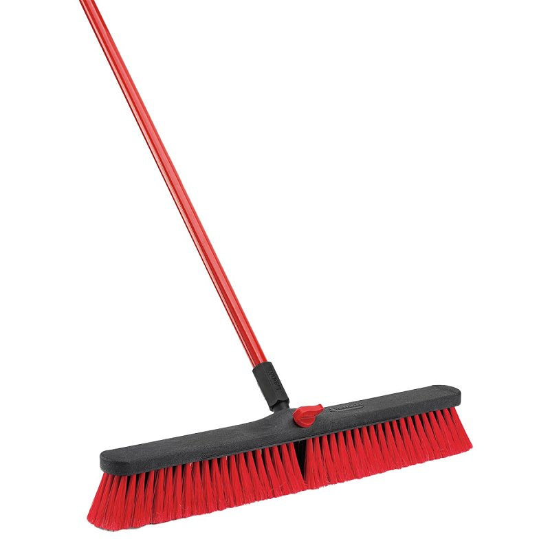 Libman 805 Push Broom, 24 in Sweep Face, 3 in L Trim, Pet Bristle, 64 in L, Steel Handle