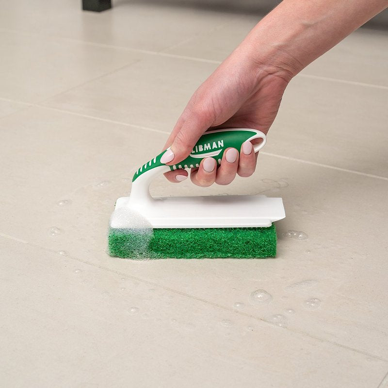 Libman 1161 Tile and Tub Scrub, Recycled Plastic Abrasive, 6 in L, 3 in W, Green/White