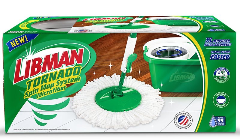 Libman Tornado 1283 Spin Mop with Bucket, Metal/Microfiber, Green/White