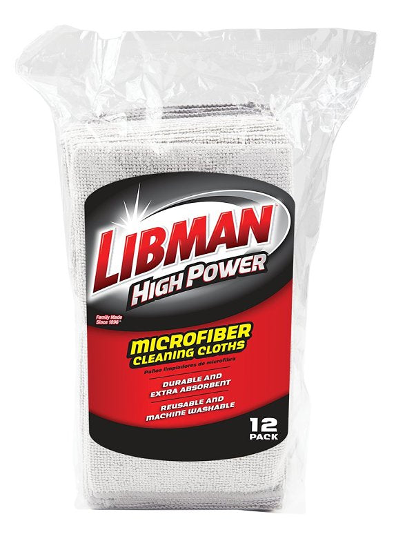 Libman 1262 Cloth, 13-1/2 in L, 13-1/2 in W, Microfiber, Gray