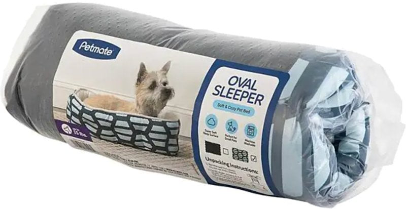 Petmate 81156 Pet Bed, 19 in L, 14 in W, Oval, Hex Print Pattern, Poly Fill, Soft Plush Cover, Gray, Pack of 22