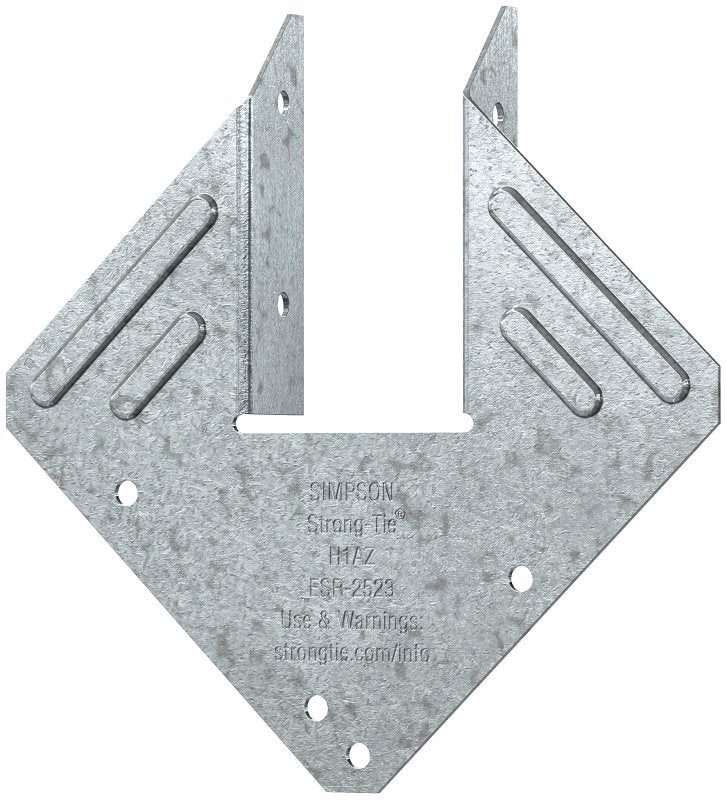 Simpson Strong-Tie H1AZ Hurricane Tie, 0.923 in L, 5.28 in W, Steel, Galvanized, Fastening Method: Nail, Pack of 100