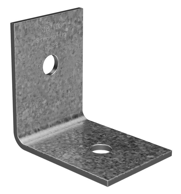 Simpson Strong-Tie HL HL33-R Heavy Angle, 3-1/4 in W, 1-1/4 in D, 2-1/2 in H, Steel, Silver, Galvanized/Zinc, Pack of 10
