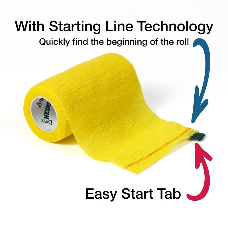 Ideal SyrFlex Series TA3400YEL-E Cohesive Flexible Bandage, 5 yd L, 4 in W, Yellow